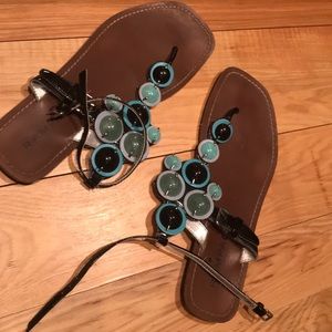 Black & aqua sandals